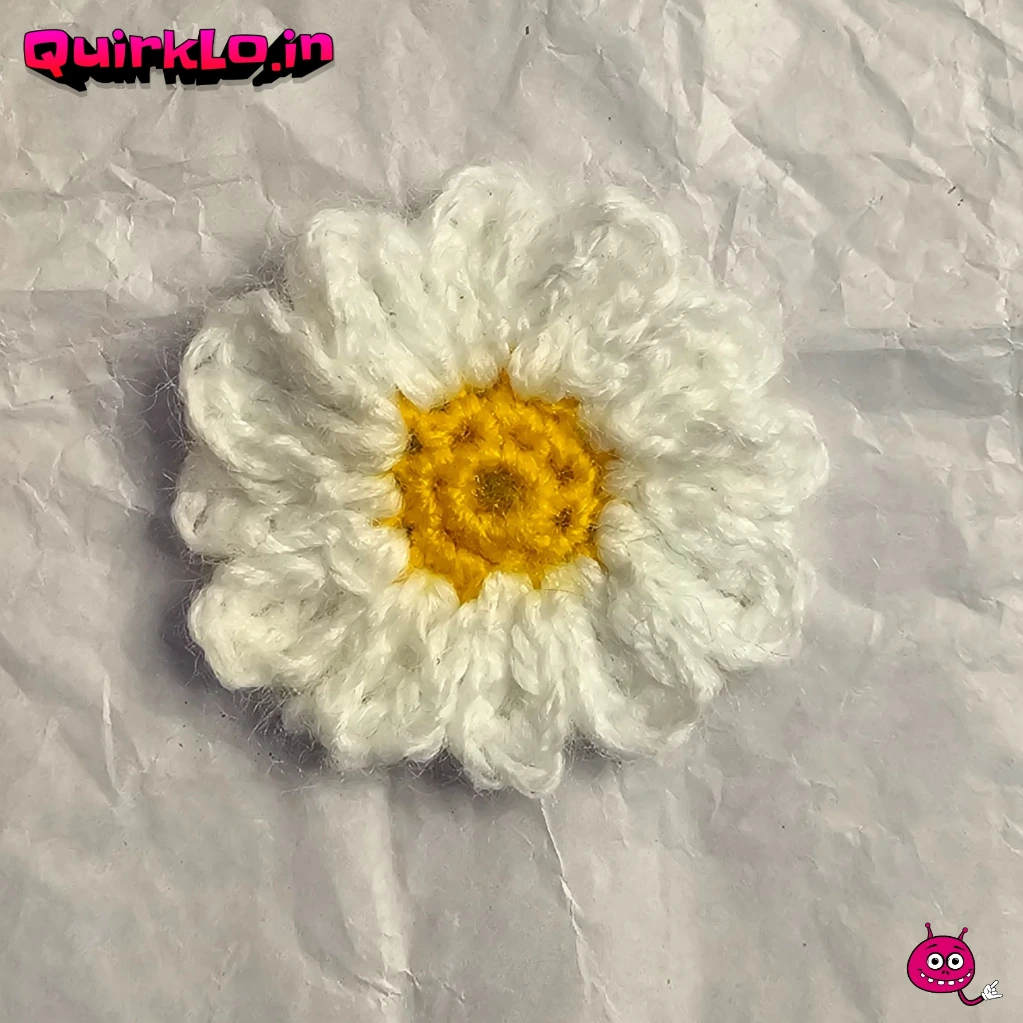 Handmade Crochet Daisy Flower Hair Clip