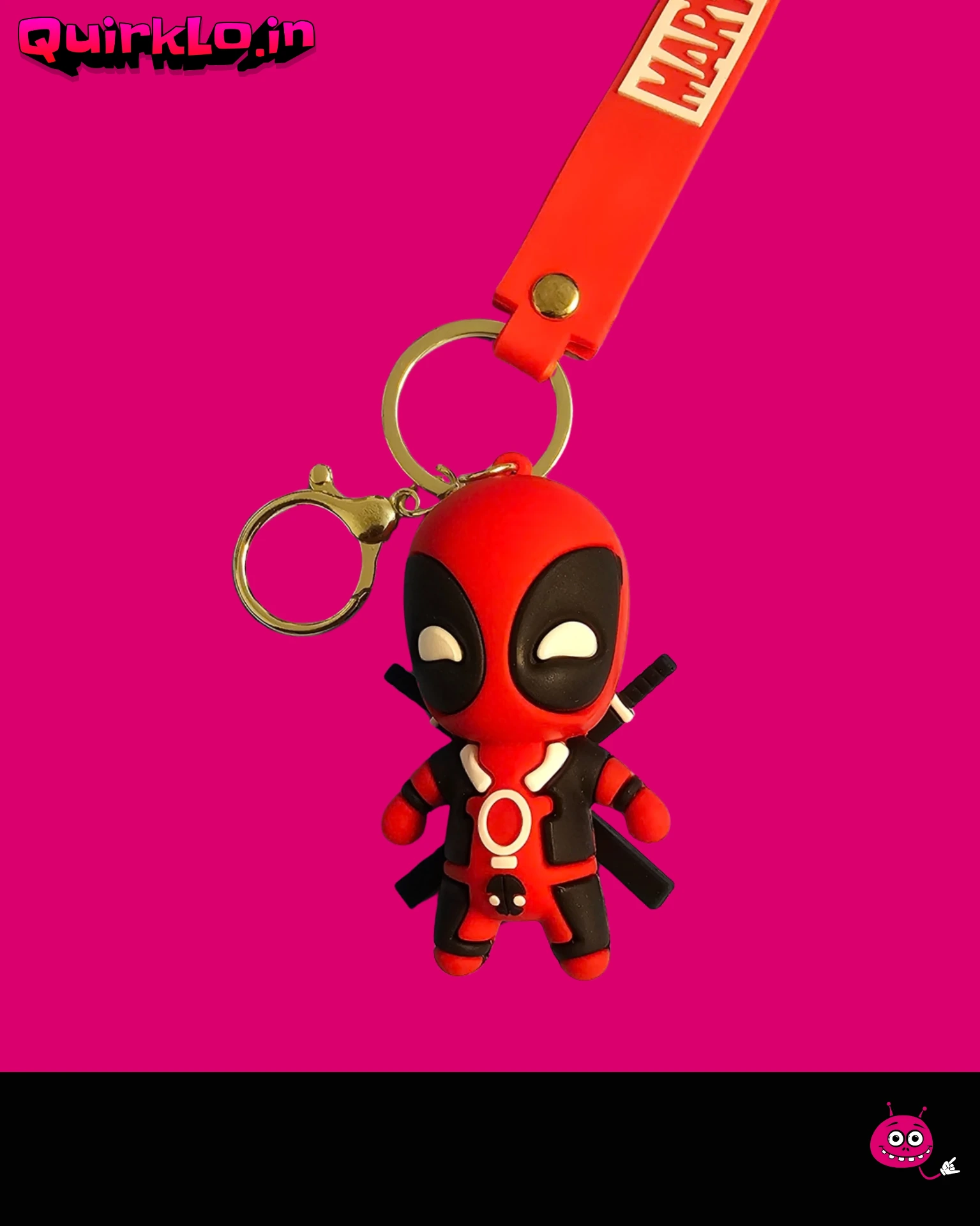 Red Superhero with Swords Keychain